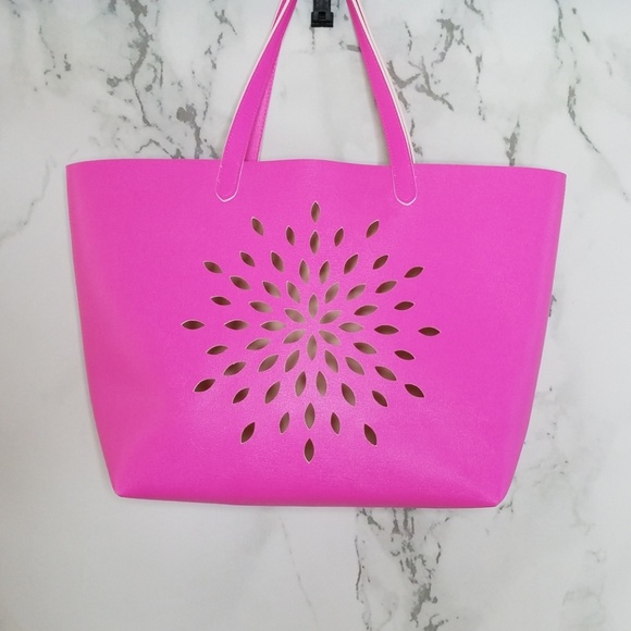 Handbags - Hot Pink Cut Out Tote